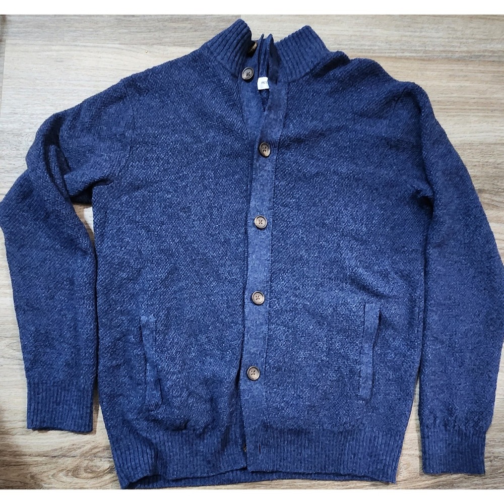 Peter Millar Men's Richland Full Button Merino Wool Indigo Cardigan Size Large